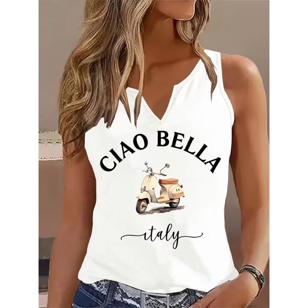 CIAO BELLA ITALY Vespa Sleeveless V Neck Top NEW XXL